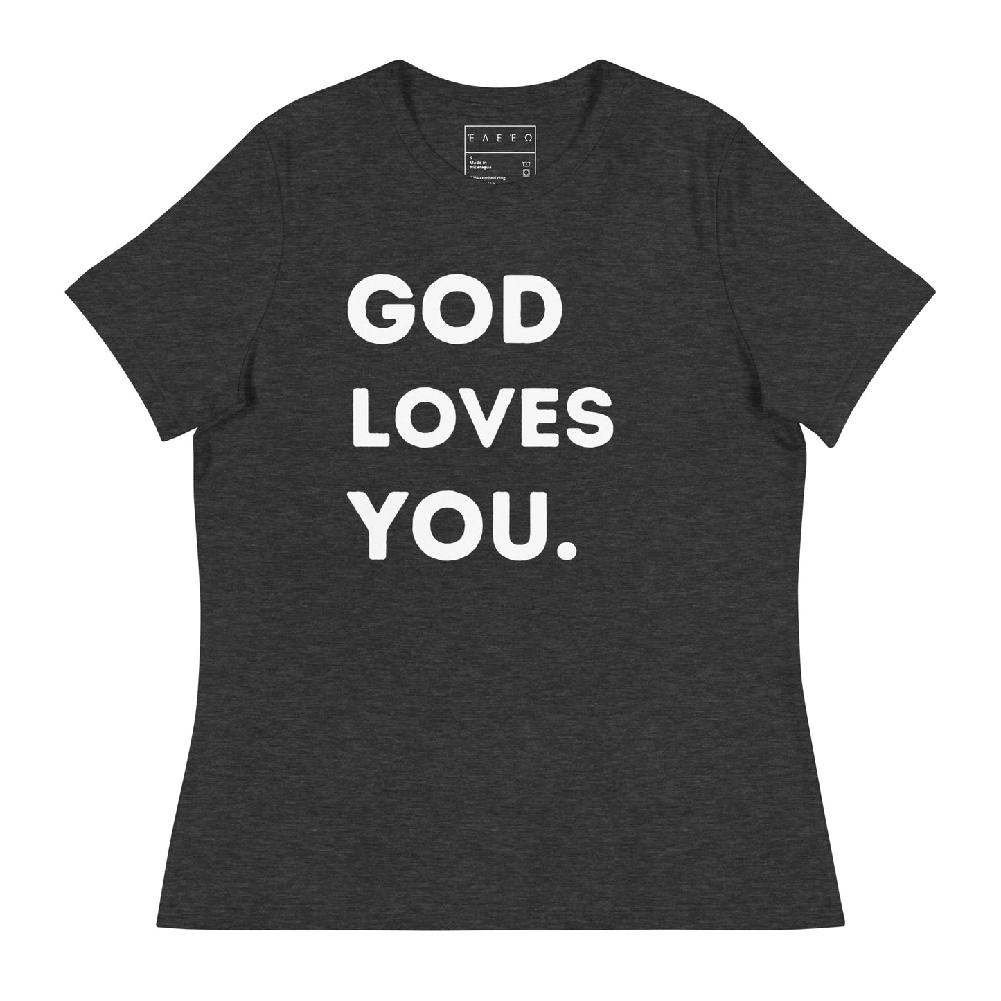 Women's Fitted God Loves You. (White)